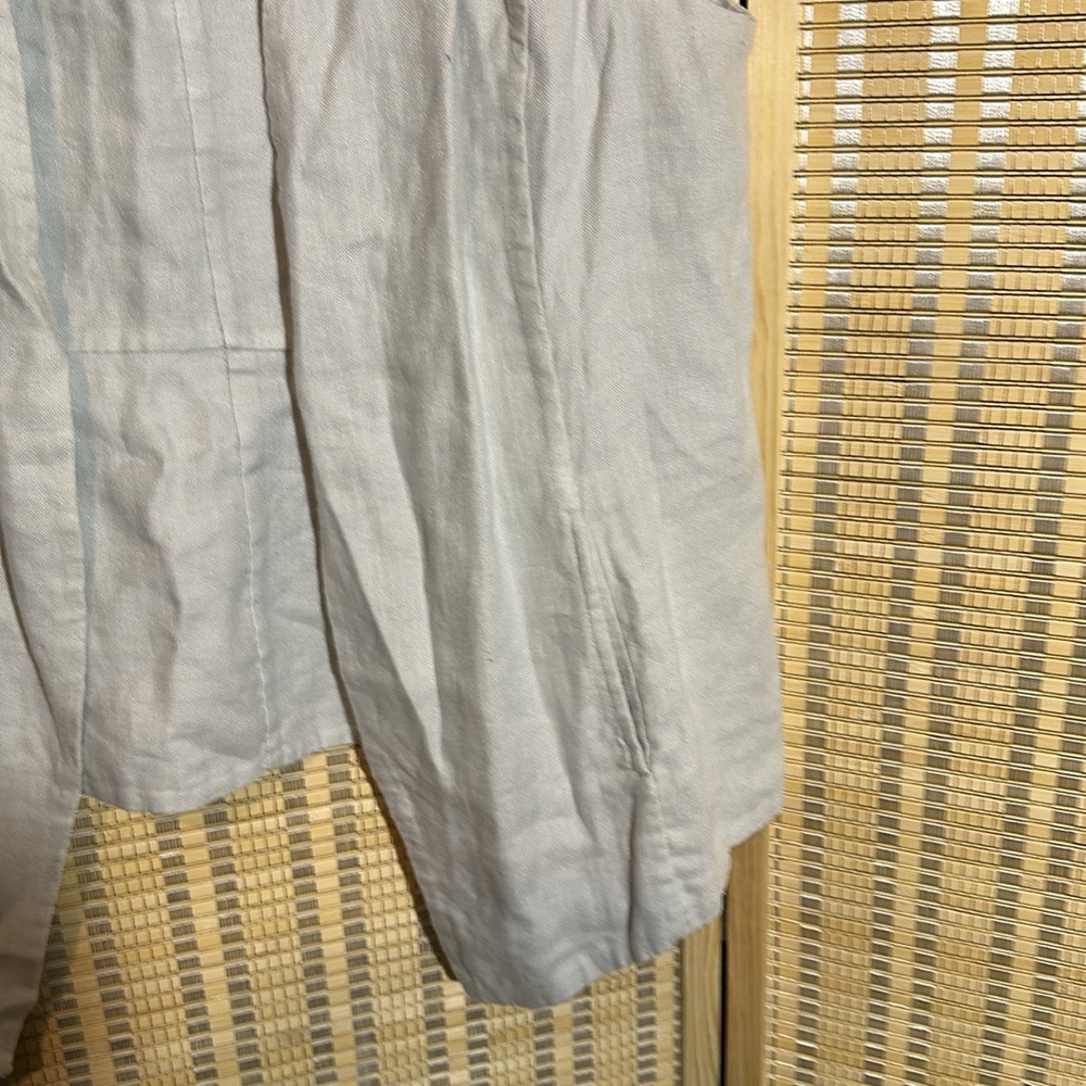 J. Jill Open Front Beige Long Linen Neutral Tailored Vest Size Large - Picture 4 of 16